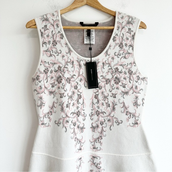 BCBG Max Azria "Wilma" Fit Flare Dress Women's Large Floral Pink Cream - Picture 2 of 10